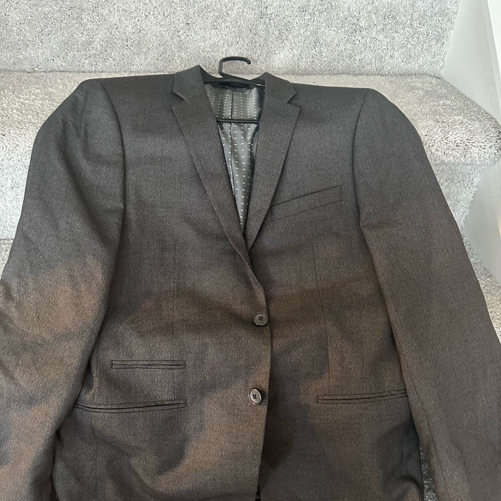 MENS 3 piece suit . Andrew Fezza Charcoal Jacket with Polka Dot Lining